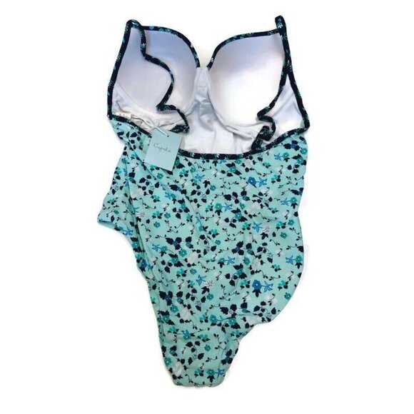 Cupshe Ladies One Piece Padded Swimsuit Womens Size XL Floral Blue Green - Picture 5 of 5
